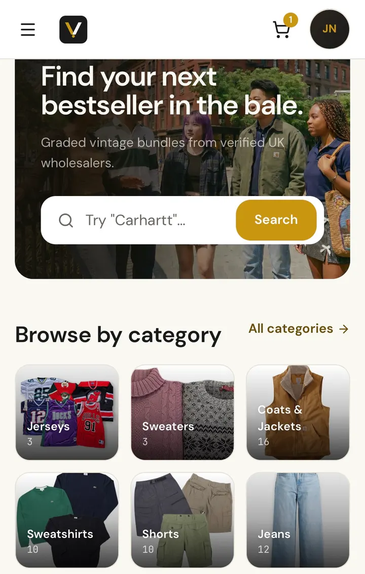 The FindMyVintage app: search, and bundles by category